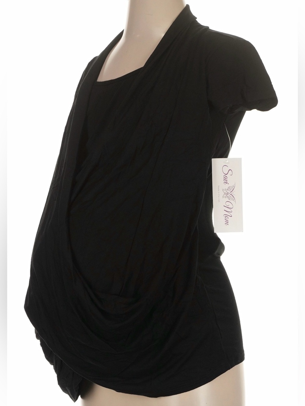 NEW Savi Mom Black Draped Nursing Maternity Top